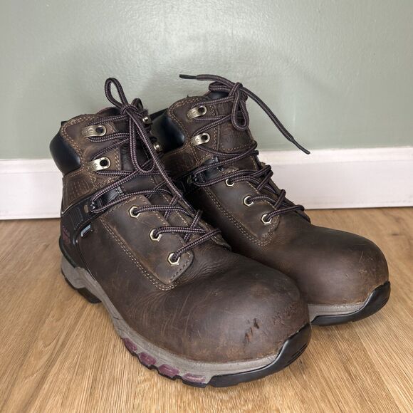 Timberland WOMEN'S 9.5 HYPERCHARGE 6-INCH WATERPROOF COMP-TOE BOOTS LACE UP - Picture 1 of 12